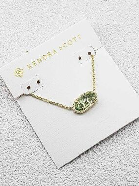 Kendra Scott Gold Necklace with Light Green Stone